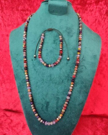 15   Σέτ Κολίε Βραχίολι Πούχρωμα Κρύσταλλα (1)